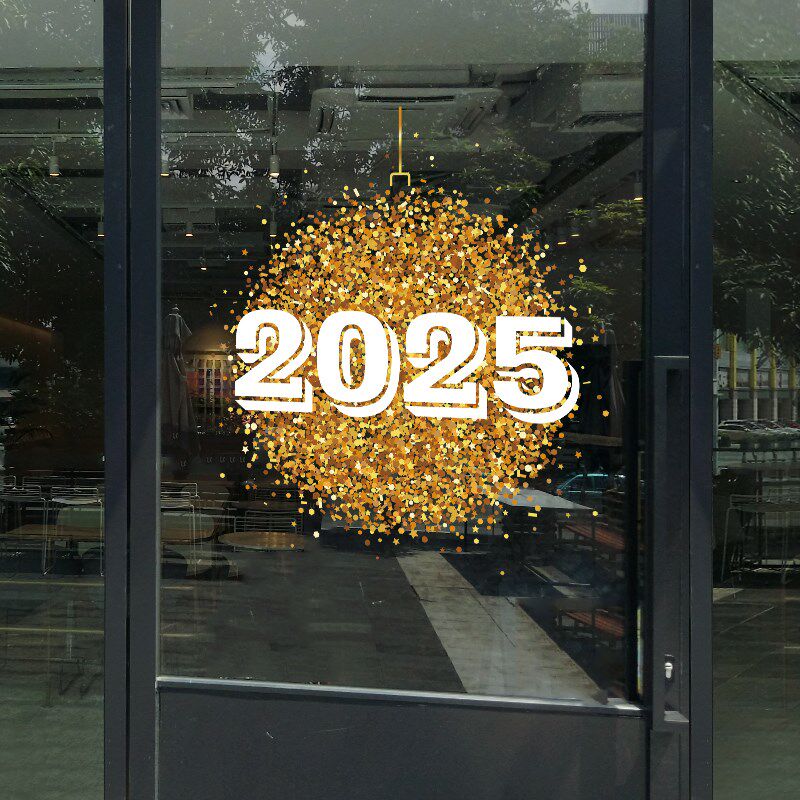 新年2025新款装饰橱窗贴纸创意繁星窗花玻璃贴装扮春节静电贴窗贴