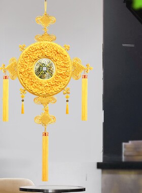 纯黄色中国结挂件客厅大号挂门上中小号乔迁新居中国节装饰金黄色