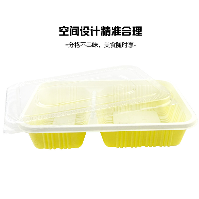 一次性饭盒两格外卖盖饭打包塑料餐盒多分格快餐盒长方形双格餐具