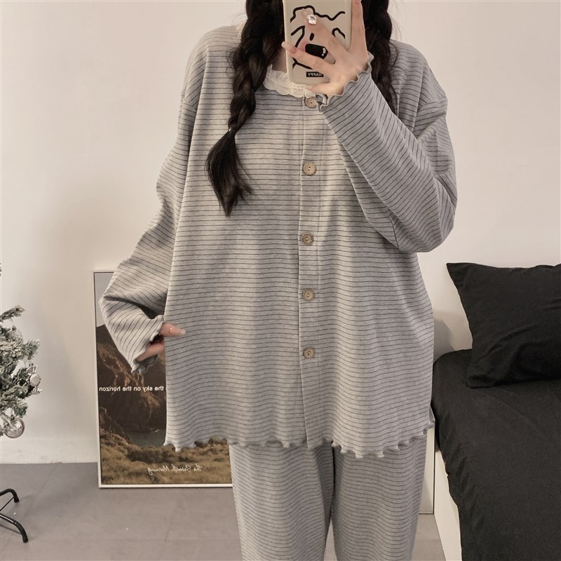 带胸垫长袖月子服春夏秋季怀孕哺乳睡衣女孕妇孕期哺乳家居服套装