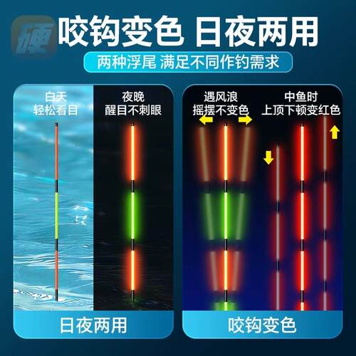 小凤仙夜光漂硬尾2026新款电子咬钩变色日夜两用鱼漂浮漂高灵敏漂