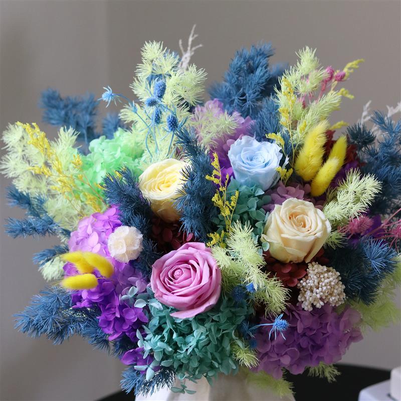 永生花干花真花花束玫瑰绣球高端家居桌面装饰摆件插花轻奢现代风