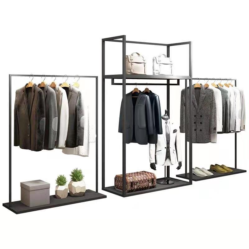 服装店铁艺简易展示架落地式男女服装挂衣架子正挂陈列侧挂货架