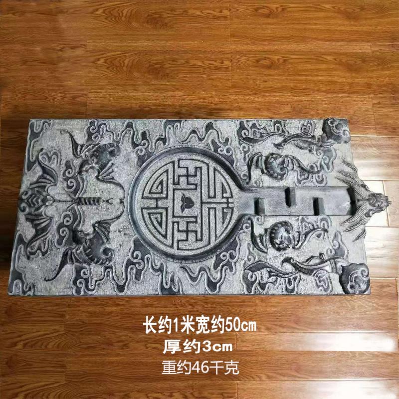 仿古石雕青石民俗怀旧五福临门兽头流水茶盘案头家用中式装饰摆件
