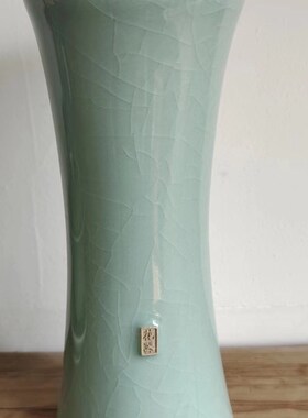青瓷喇叭冰裂花瓶创意家居装饰摆件陶瓷花插办公居家水培瓶子