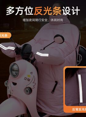 电车挡风被冬季加绒加厚骑车连体护腰保暖双人全包电动车防风罩衣