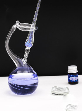 玻璃笔托笔架蘸水笔用沾水笔钢笔架自调色调墨彩色墨水金粉洗笔