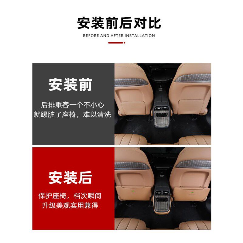 适合奔驰EQE/24款E级座椅防踢保护垫内饰装饰专用改装汽车用品