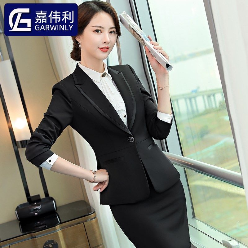 酒店经理工作服秋冬装女餐饮前台领班收银员长袖销售面试职业正装