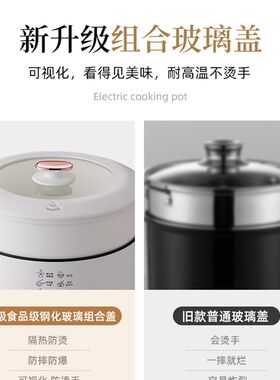 多功能电煮锅电锅宿舍学生煮面煮饭炒菜一体小锅家用电热火锅2人3