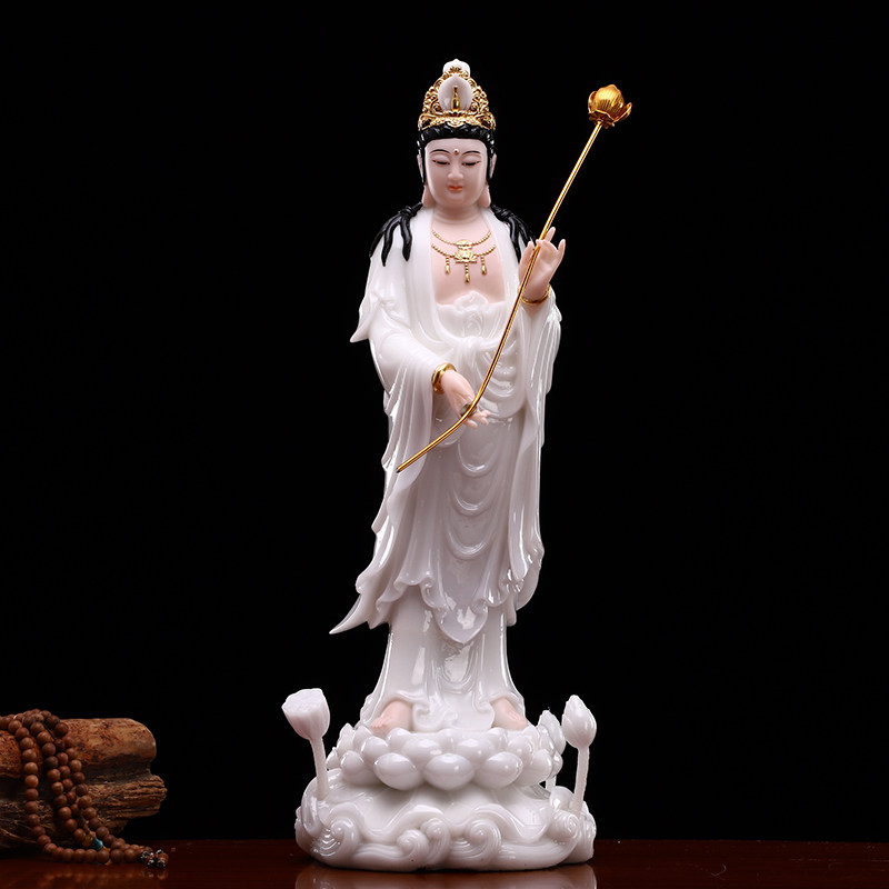 西方三圣佛像汉白玉客厅摆件石雕观音菩萨佛像供奉阿弥陀佛像站像