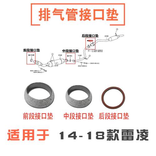 适用于14-18款雷凌前段后段排气管垫三元催化接口垫片消音器平垫