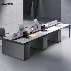 ework办公桌椅组合简约现代办公家具2/4/6人职员桌办公室屏风工位