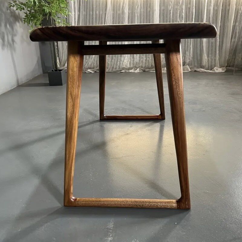 南美胡桃木简约茶桌新中式书桌阳台实木桌休闲桌简易桌原木泡茶桌