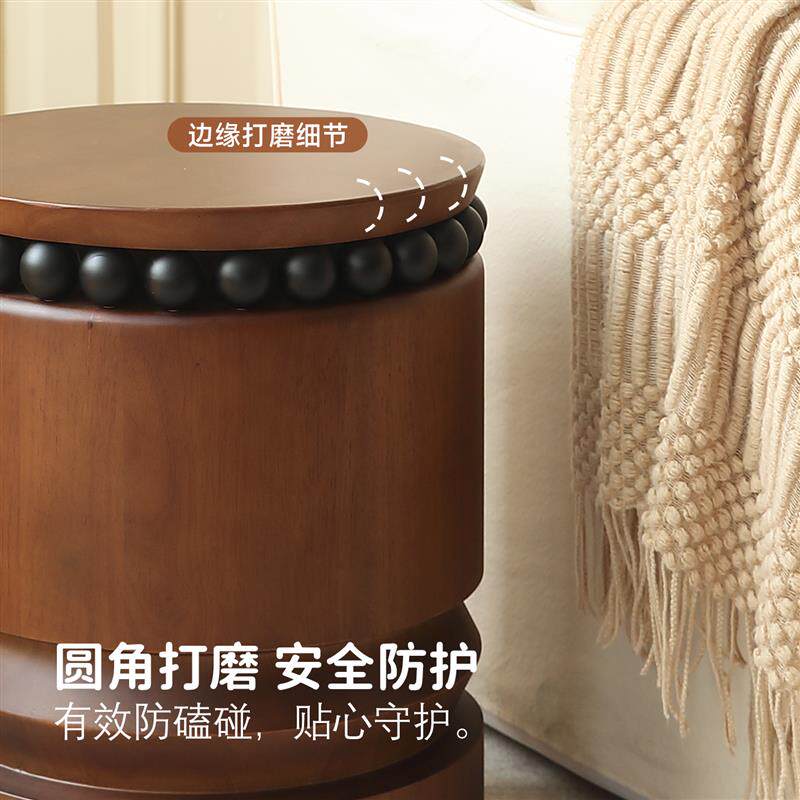 2026新款法式复古实木边几茶几家用小户型客厅沙发角几卧室床边桌