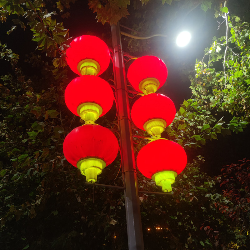 新年灯笼亚克力LED户外防水市政电线杆路灯亮化街道景观装饰连串