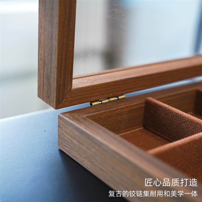 复古黑胡桃纹木质文玩收纳盒24位手表收纳展示盒收藏盒陈列盒送礼