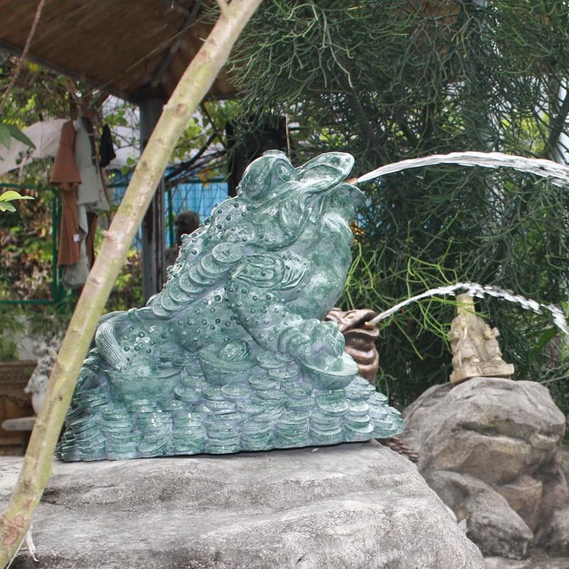 金蟾摆件仿石雕金蟾吐水仿青石三足蟾蜍招财纳福蛤蟆喷水鱼池景观