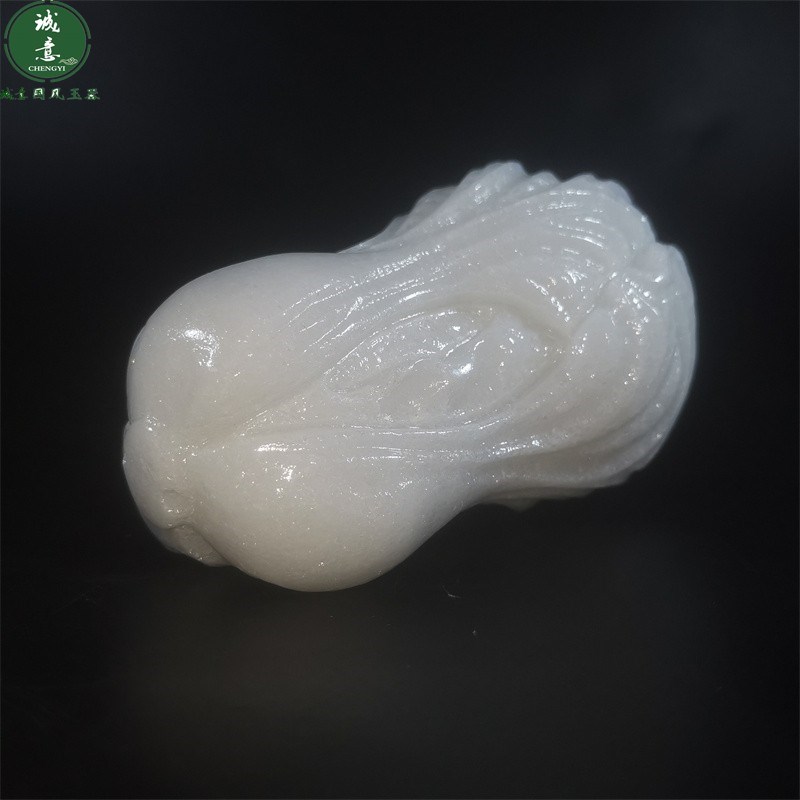 办公桌面天然汉白玉石头百财如意迷你小白菜小摆件客厅招财手把件