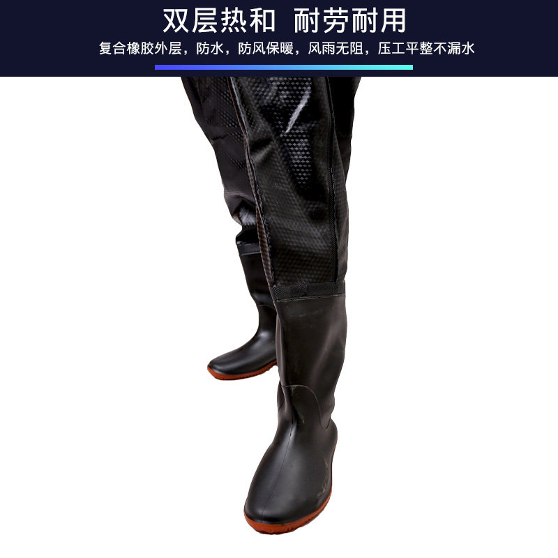加厚钓捕鱼加厚全身下水裤涉防水防电裤挖藕服带手套连体雨衣服鞋