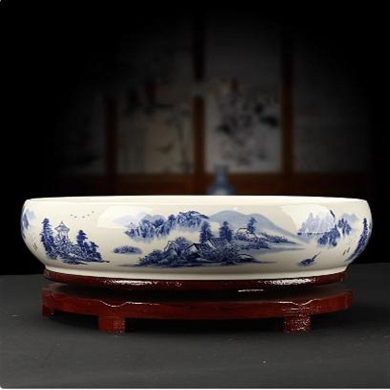 特大号水仙花盆陶瓷水培无孔一叶莲铜钱草专用吸水石微景观苔藓盆