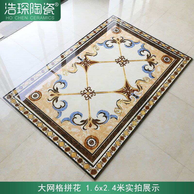 拼花地砖欧式客厅地板砖800x800拼花入户过道走廊抛晶砖拼花瓷砖