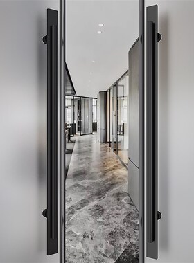 现代简约无框玻璃门拉手不锈钢加厚实木门把手门面包厢通用金黑色