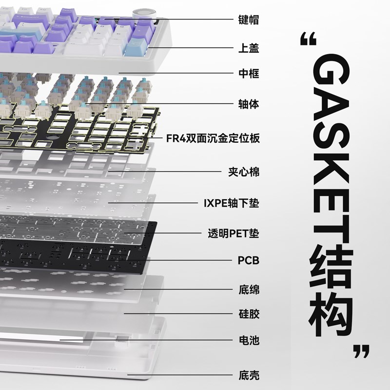 黑爵AK980无线机械键盘 三模蓝牙RGB背光游戏键盘