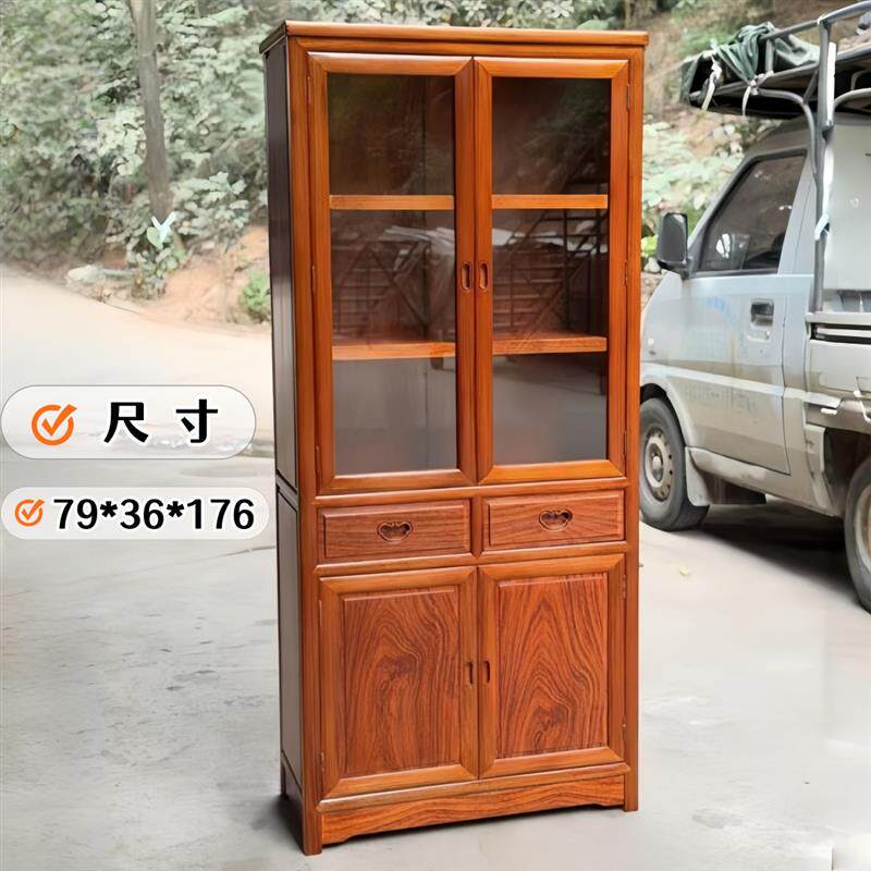 花梨木书柜组合刺猬紫檀中式实木书橱玻璃门红木展示柜收纳储物柜