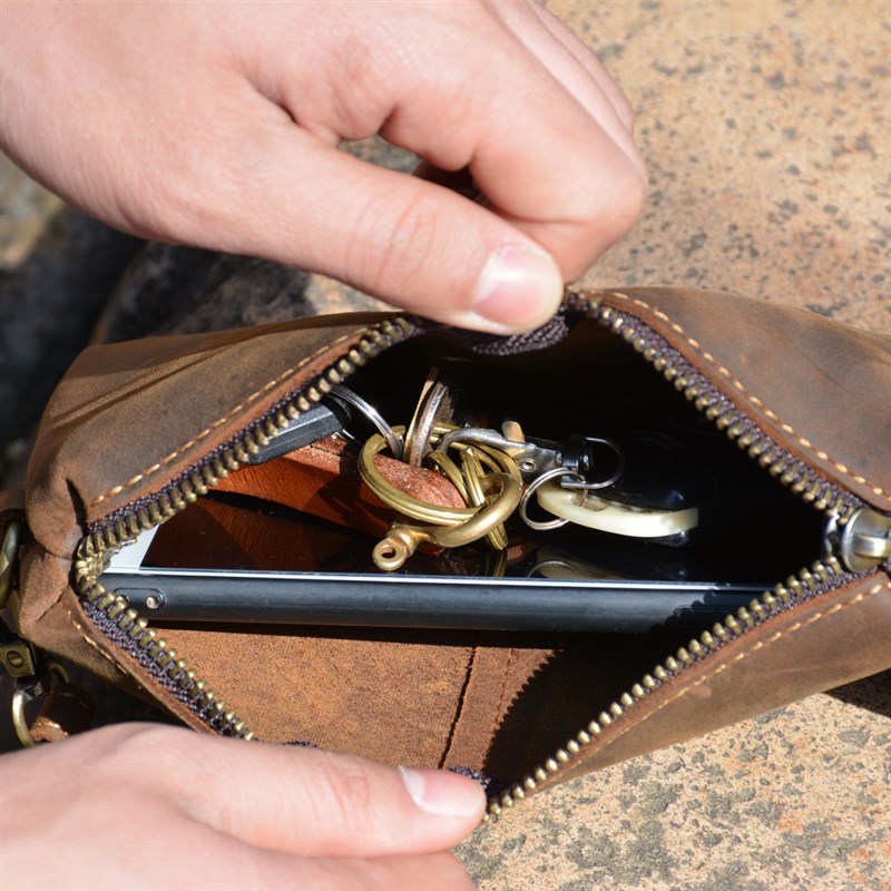 牛皮复古长款钱包简约大容量手拿包真皮手拎钱夹疯马皮做旧皮夹男