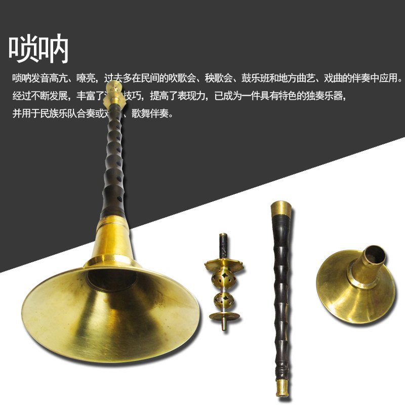 海浪乐器 品牌广东粤剧专用民间唢呐专业黑檀唢呐C调手工精制正品
