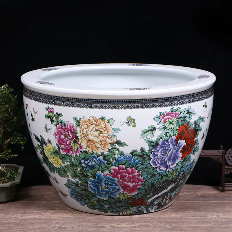 睡莲花盆青花瓷碗莲荷花花盆水缸种铁树发财树花盆庭院特大陶瓷缸