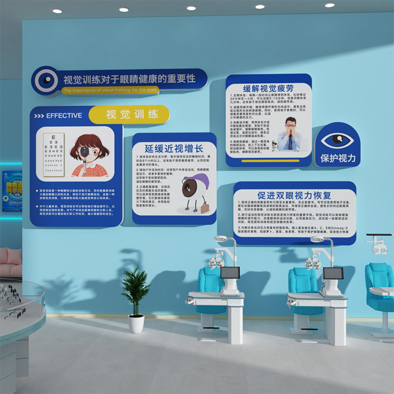 眼镜店墙面装饰视力验光室挂画宣传广告海报科普中心形象背景贴纸