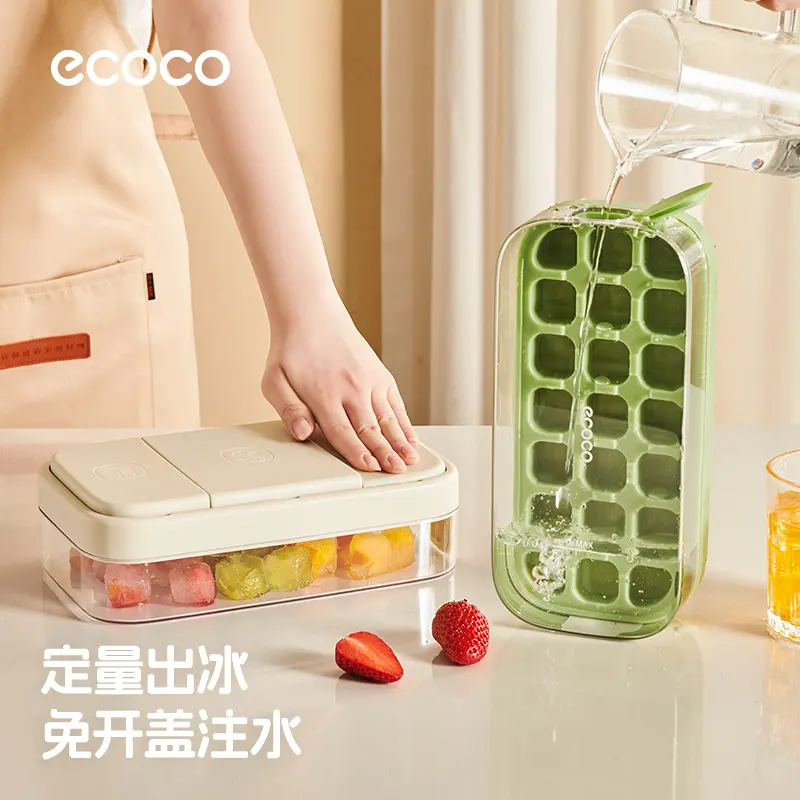 ecoco定量按压冰格模具大容量冰盒制冰神器家用冰箱自制冰块模具N图片