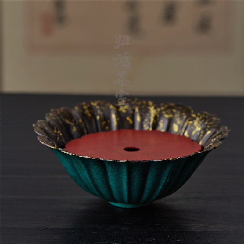归鸿 半斋紫铜高级储水壶承侘寂壶垫花瓣干泡台茶盘茶承茶道配件