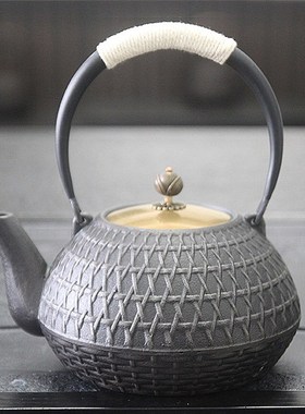 新中式复古风酒店茶楼家居软装博古架铁壶茶壶摆件铸铁烧水壶泡茶