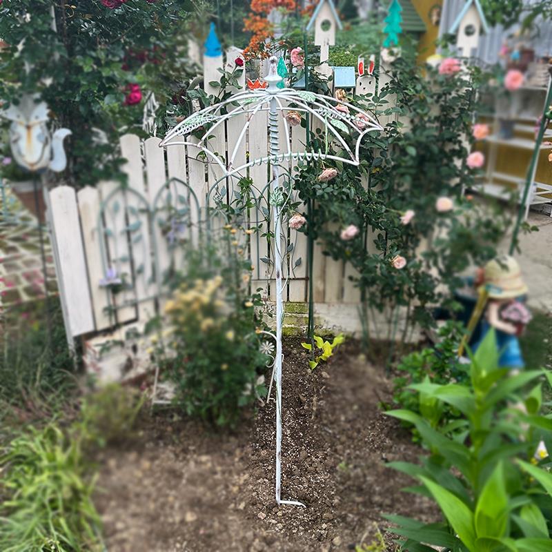 铁艺伞型花架庭院支架 做旧美式铁线莲爬藤架 户外铁制植物攀爬支
