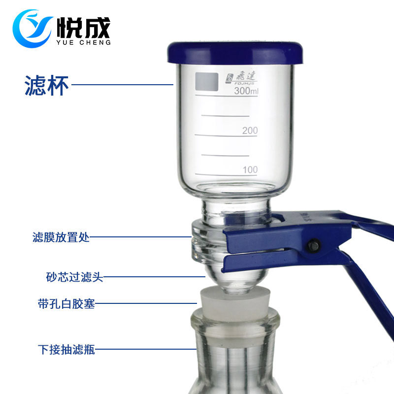 悦成 玻璃过滤器 滤膜过滤装置 上嘴抽滤瓶水系有机流动相液体过