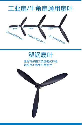 工业风扇 落地扇 牛角扇壁扇塑料叶铝叶 500/650/750mm风扇叶配件