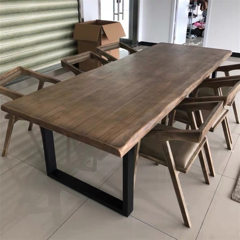 现代简约loft实木家用电脑桌书桌办公桌会议桌洽谈桌长条桌大板桌