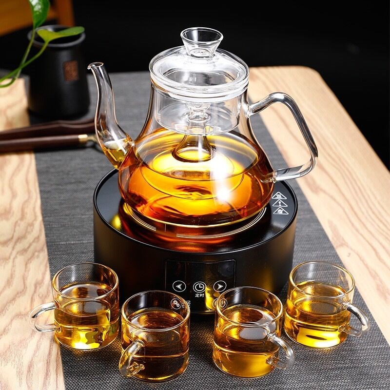 耐高温全自动电陶炉家用煮茶壶加厚网红玻璃蒸茶壶烧水煮茶器套装