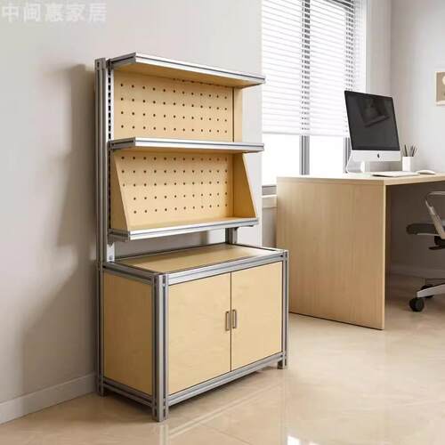 多功能实木展示柜多层收纳展示柜工业风置物架洞洞板中岛展示货架