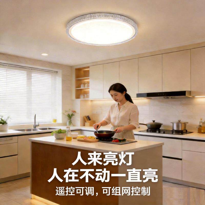 24G存在式吸顶灯全光谱护眼超薄厨卫玄关智能感应遥控调光卧室灯