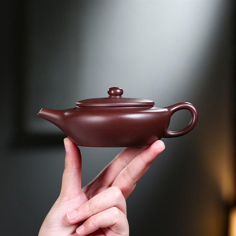 150毫升宜兴手工紫砂壶小容量茶壶原矿紫泥扁晨壶纯手工茶壶