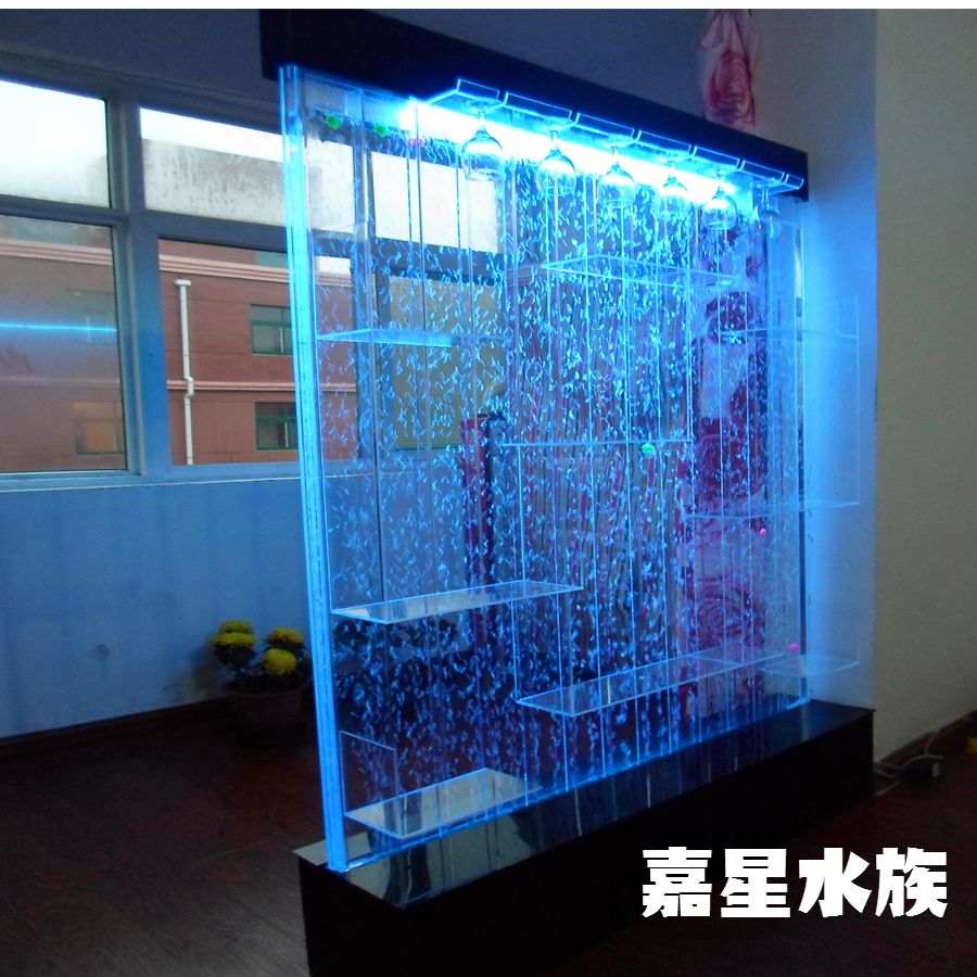 大型水幕墙屏风 流水气泡墙 亚克力水帘鱼缸水族箱玄关隔断可定制