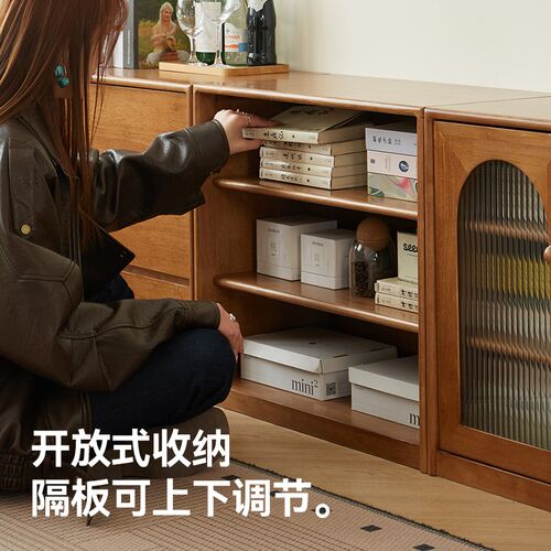 实木书柜自由组合模块柜客厅落地收纳柜家用矮柜储物柜斗柜电视柜