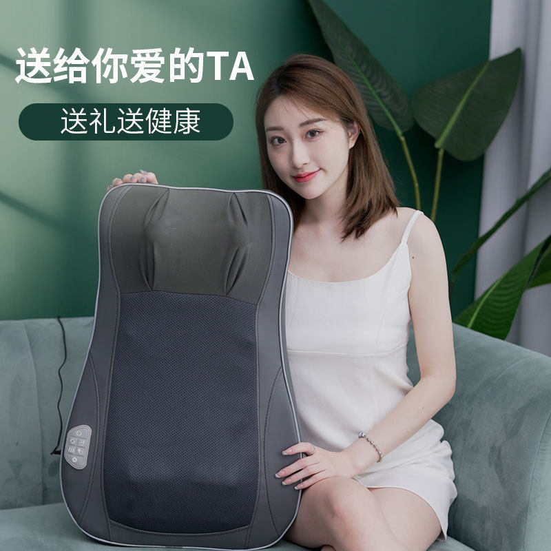 颈椎按摩器颈部腰部背部按摩垫家用揉捏电动按摩仪腰椎按摩靠椅垫