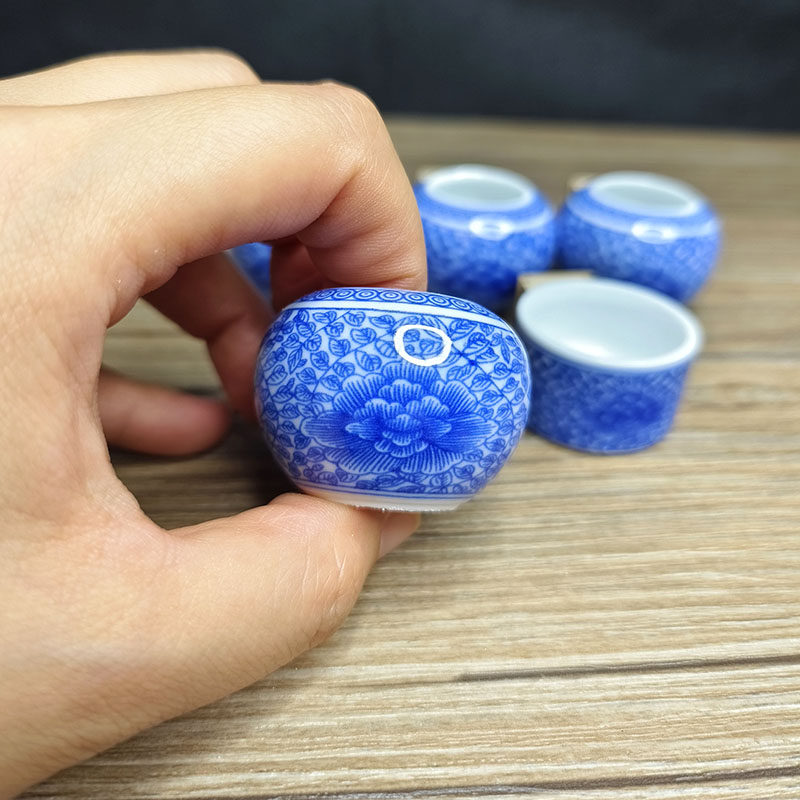 精品青花瓷千叶牡丹小鸟鸟食罐绣眼玉鸟鸟食杯鸟碗鸟缸五件套