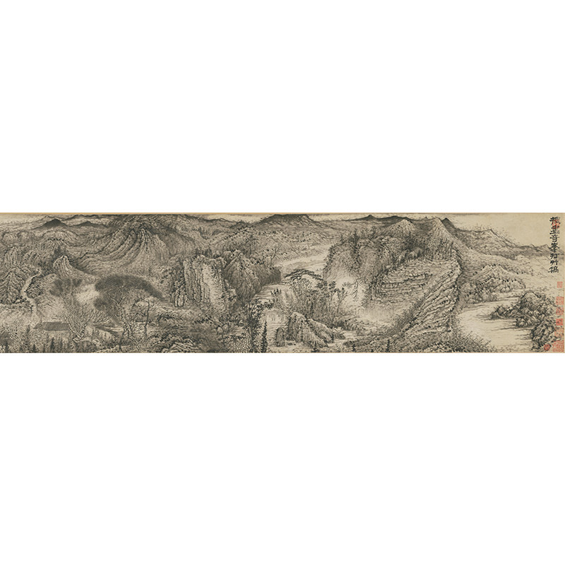石涛山水画高清复制 国画装饰画微喷 山东工艺无框艺术字画