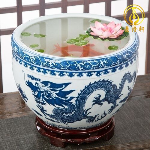 景德镇陶瓷鱼缸大号青花金鱼乌龟缸盆睡碗莲水仙荷花盆缸槟榔盆钵